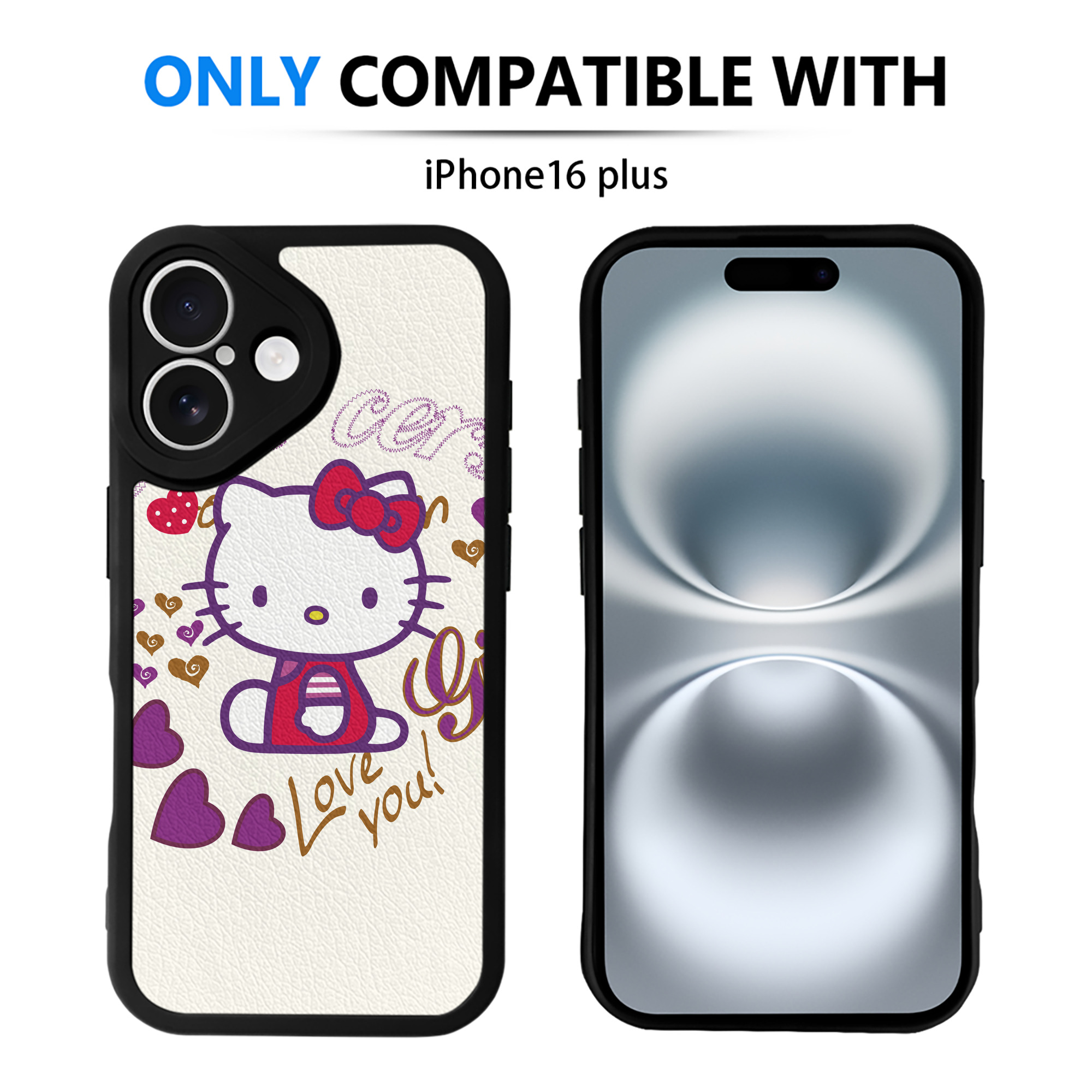 （画像用） Hello Kitty ハローキティ 【iPhone 16シリーズ対応】シリコンスマホケース（レザー調） 材質：シリコン